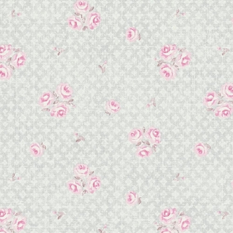 Shabby Chic floral wallpaper: grey and pink- 1373020 AS Creation