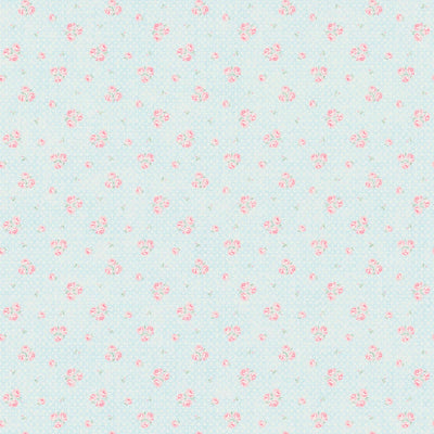 Shabby Chic floral wallpaper - blue, pink, white - 1373017 AS Creation