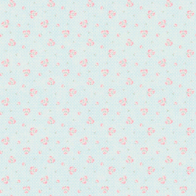 Shabby Chic stila ziedu tapetes - zila, rozā, balta - 1373017 AS Creation