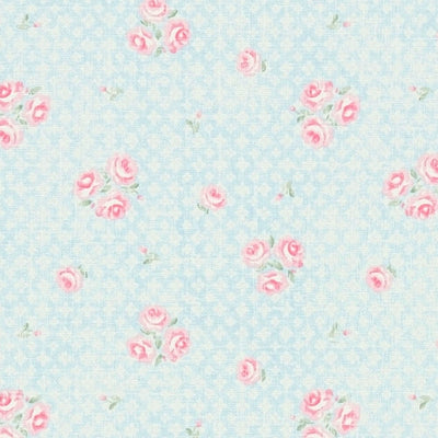 Shabby Chic floral wallpaper - blue, pink, white - 1373017 AS Creation