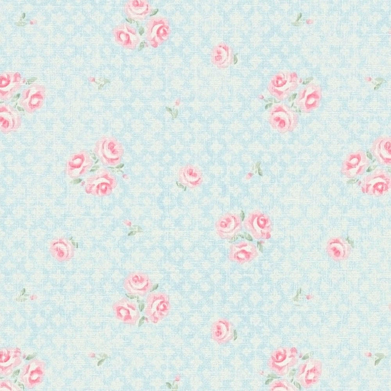 Shabby Chic gėlių tapetai - mėlyna, rožinė, balta - 1373017 AS Creation