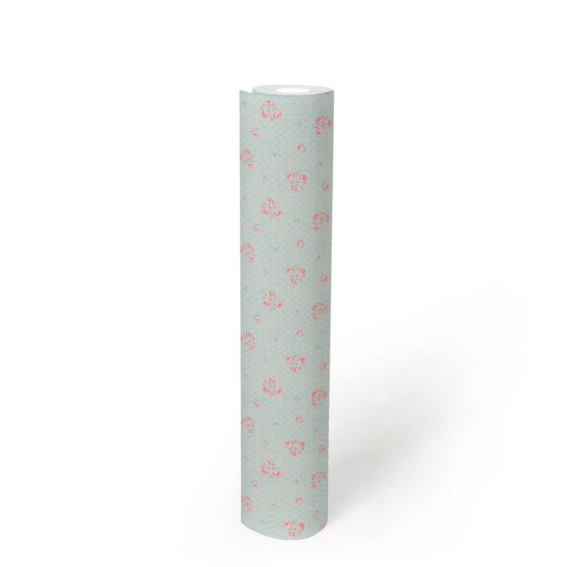 Shabby Chic floral wallpaper - blue, pink, white - 1373017 AS Creation