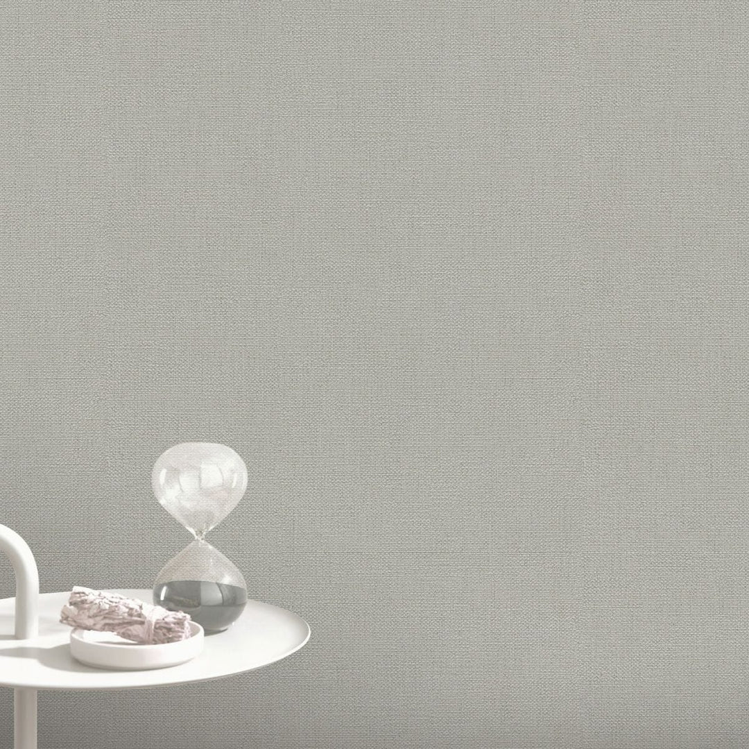 Warm grey Erismann non-woven wallpaper with a structured fabric texture, 3773501
