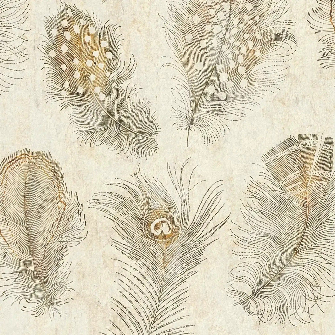 Stilīgas tapetes ar spalvu motīvu - smilškrāsā - 3012471 AS Creation