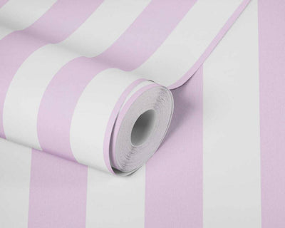 Dryžuoti tapetai vaikų darželiui rožinės spalvos 1351051 Be PVC AS Creation