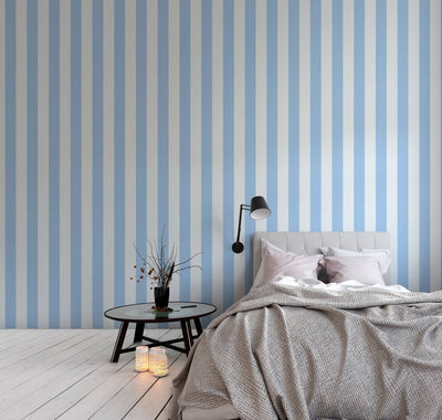 Striped wallpaper for nursery in blue AS Creation 1351055 Without PVC AS Creation