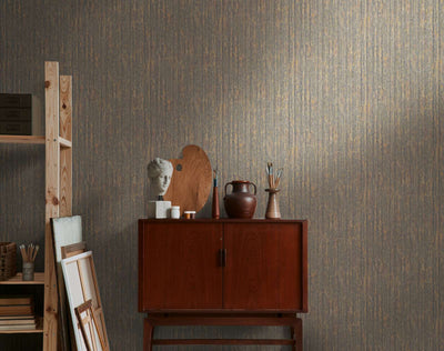 Textured wallpaper, slightly glossy, black and bronze, 1404540 AS Creation