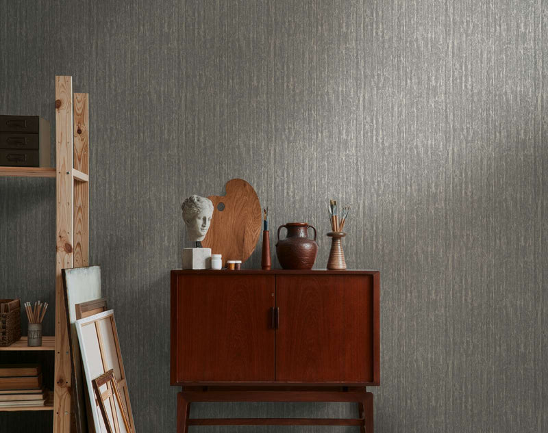 Textured wallpaper, slightly glossy, black and gold, 1404537 AS Creation