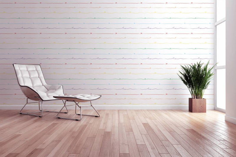 Striped nursery wallpaper with hearts, multicoloured 1350731 Without PVC AS Creation