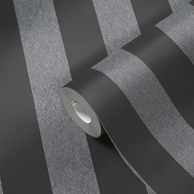 Striped wallpaper with matt finish: black and grey, 1372226 AS Creation