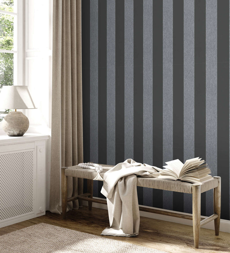 Striped wallpaper with matt finish: black and grey, 1372226 AS Creation