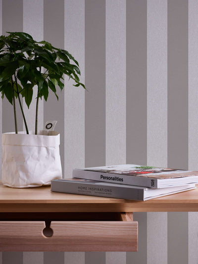 Striped wallpaper with matt finish: shades of grey, 1372225 AS Creation