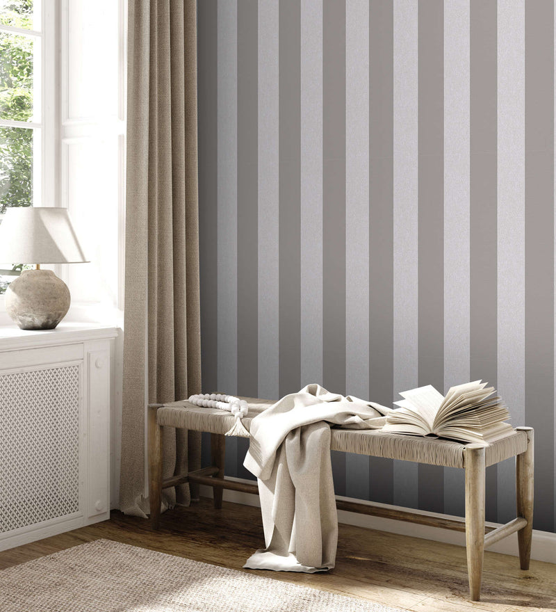 Striped wallpaper with matt finish: shades of grey, 1372225 AS Creation