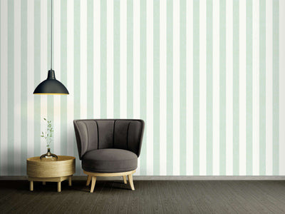 Striped wallpaper with matt finish: green and white - 1372224 AS Creation