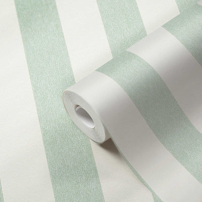 Striped wallpaper with matt finish: green and white - 1372224 AS Creation