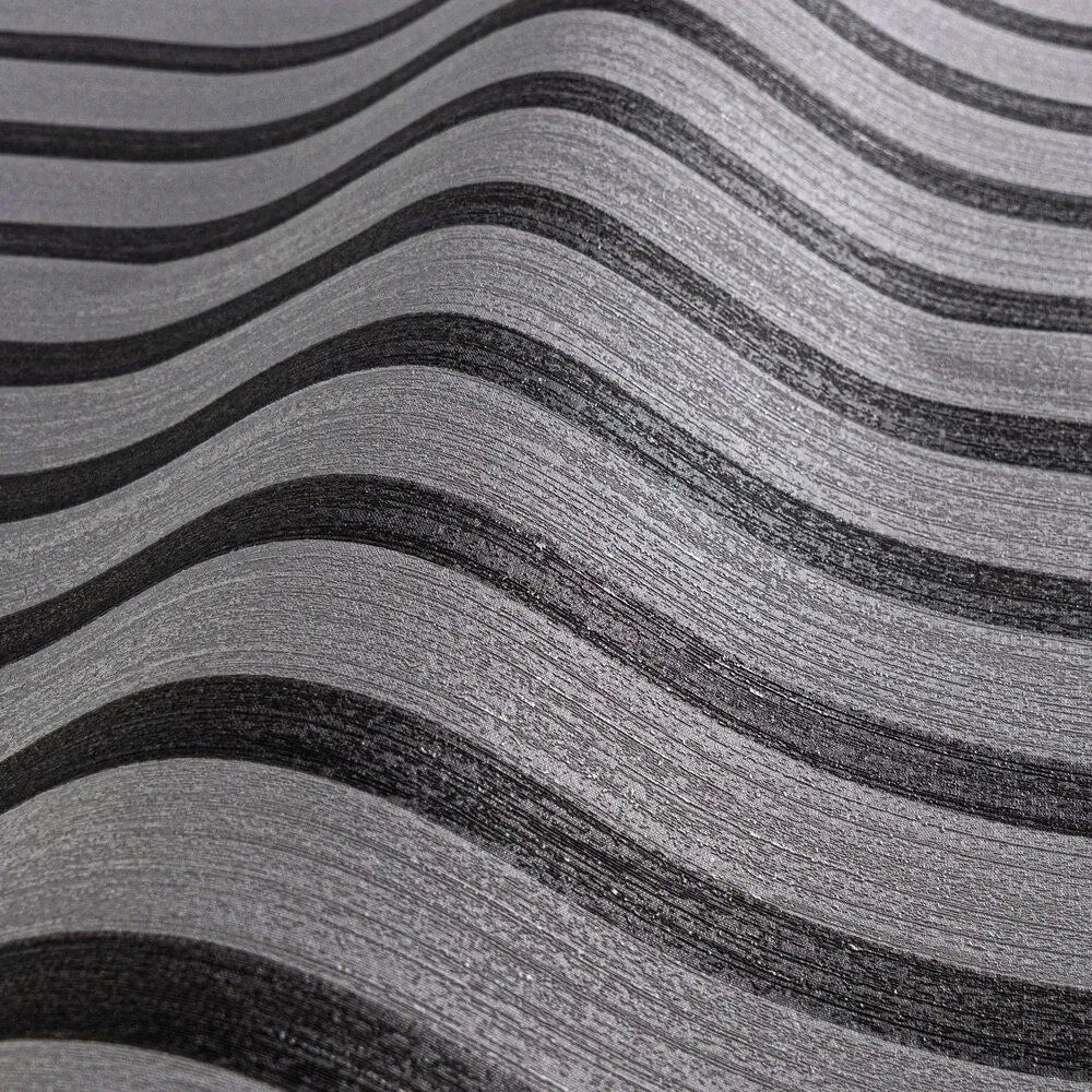 Svītrainas tapetes  ekskluzīvā trendā krāsā – pelēka, melnā - 2777554 AS Creation