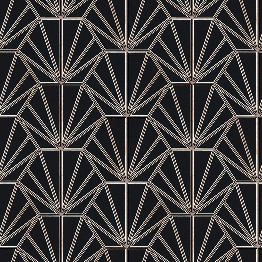 Tapetes Art Deco stila ar retro izskatu, melns, bronzas AS 375281 AS Creation