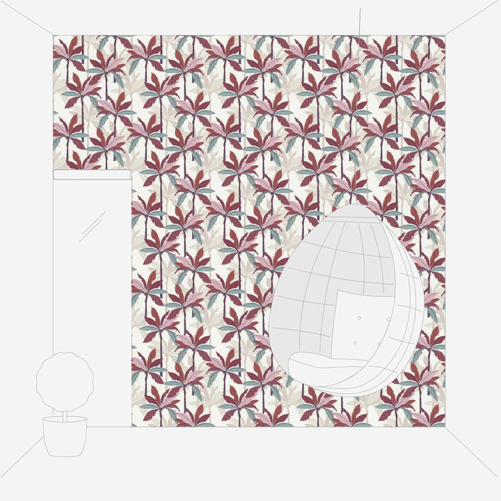 Tapetes ar tropu motīviem sarkanā krāsā AS Creation 37530-4 Tapetenshop.lv