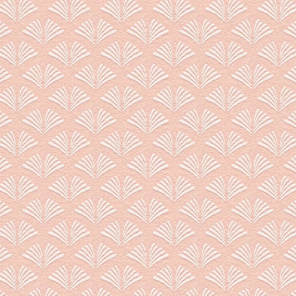 Rozā tapetes ar baltu filigrāna rakstu, sievišķīgu izskatu AS 379586 Tapetenshop.lv