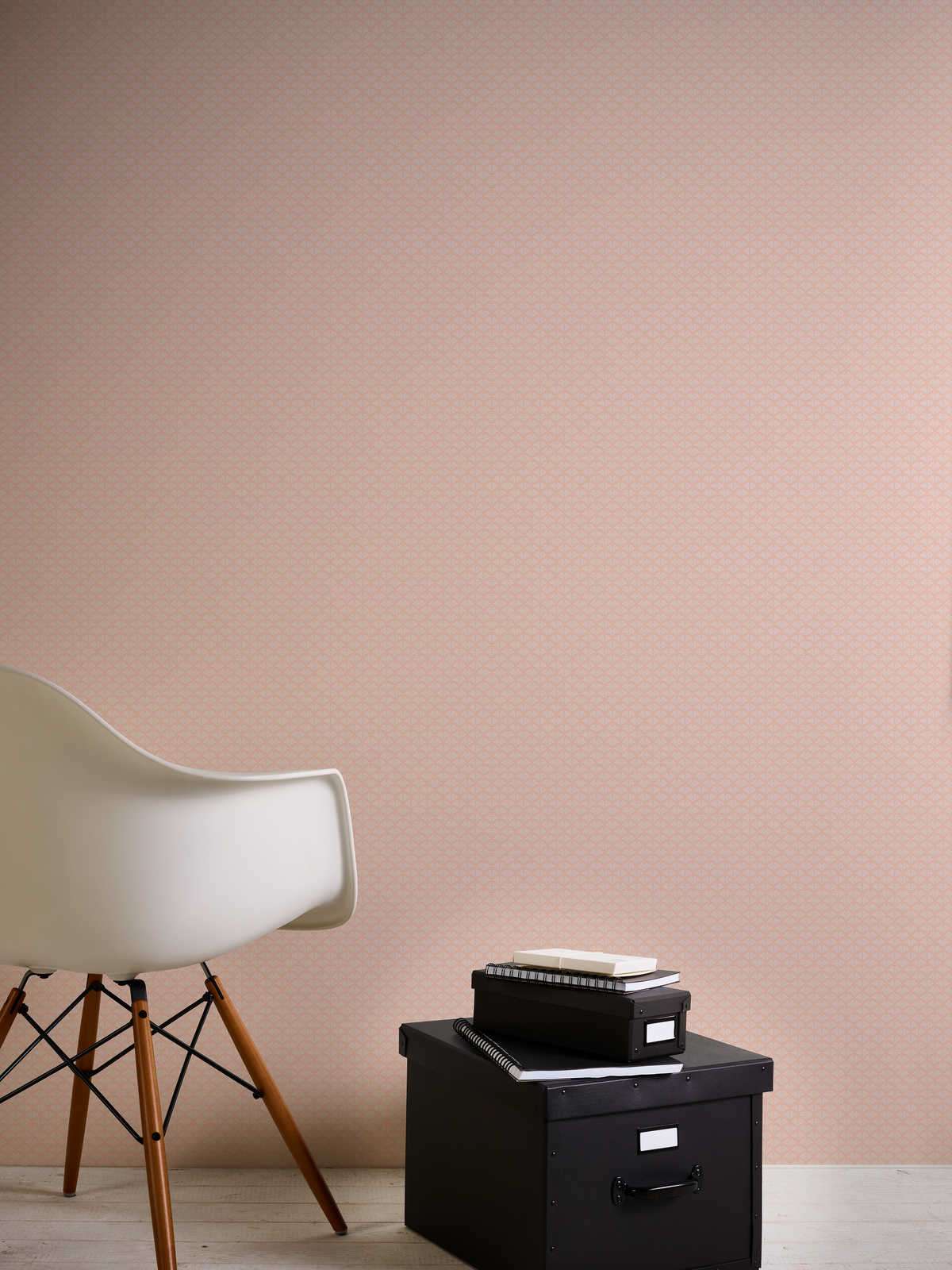 Rozā tapetes ar baltu filigrāna rakstu, sievišķīgu izskatu AS 379586 Tapetenshop.lv