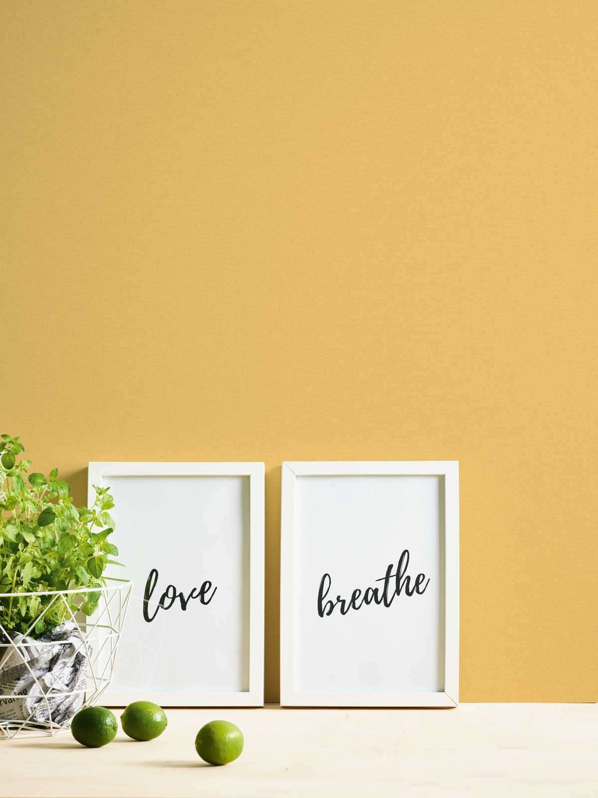 Matētas tapetes ar tekstila struktūru dzeltenā krāsā AS 379867 Tapetenshop.lv