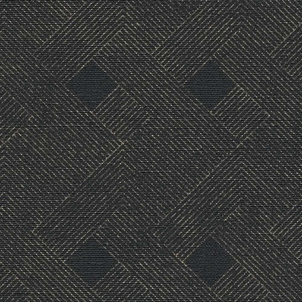 Melnas tapetes ar zelta līnijām – melna un zelta krāsa AS 380291 Tapetenshop.lv