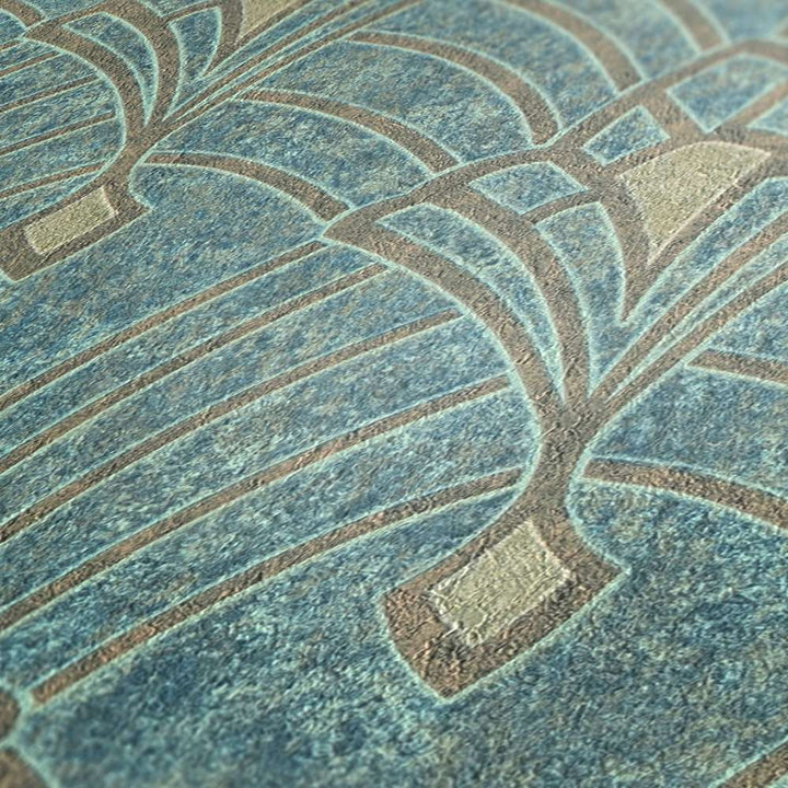 Art Deco tapetes ar ornamentu un ģipša izskatu - zaļos toņos 380942 Tapetenshop.lv