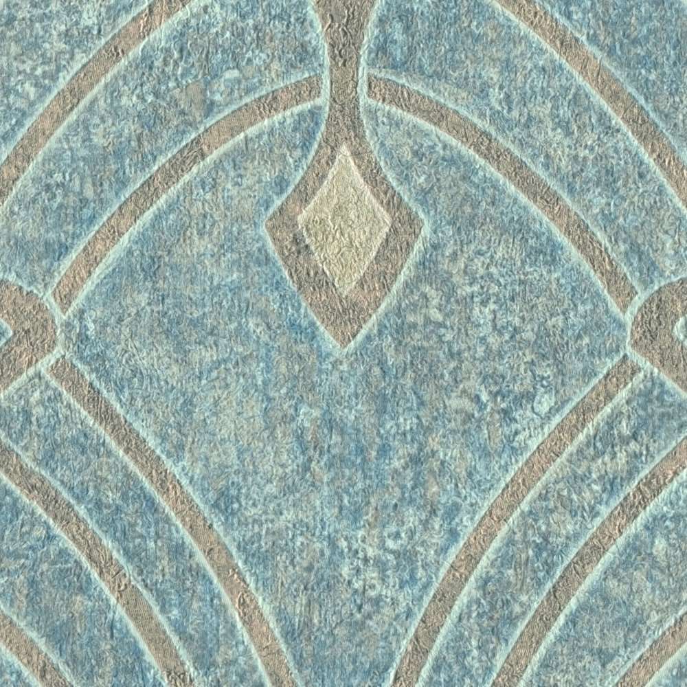 Art Deco tapetes ar ornamentu un ģipša izskatu - zaļos toņos 380942 Tapetenshop.lv