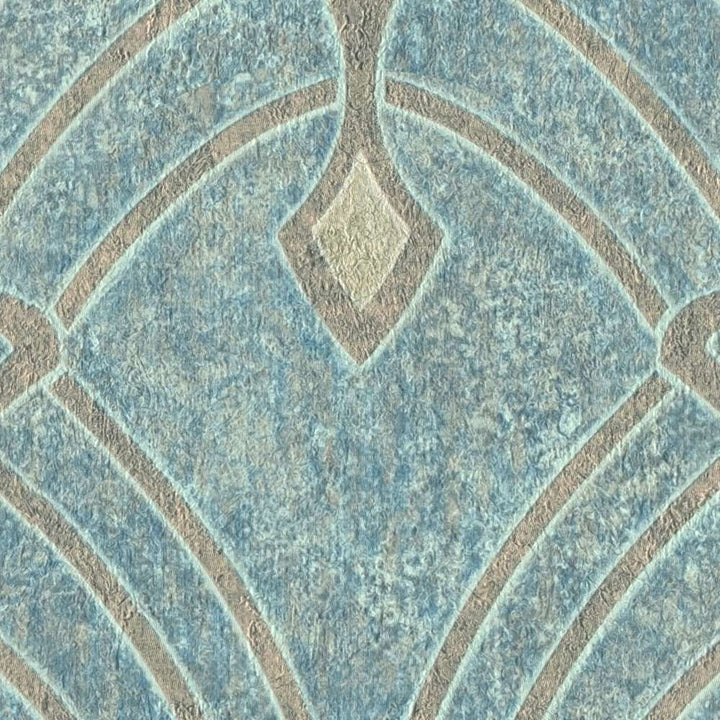Art Deco tapetes ar ornamentu un ģipša izskatu - zaļos toņos 380942 Tapetenshop.lv