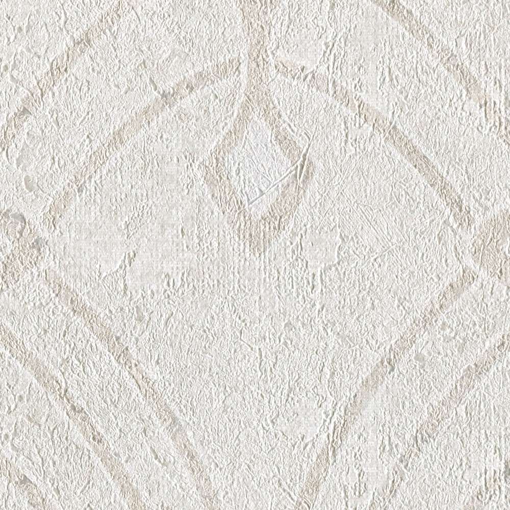 Art Deco tapetes ar ornamentu un ģipša izskatu bēšos toņos 380943 Tapetenshop.lv