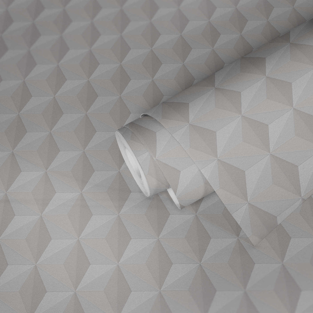 Flizelīna tapetes ar 3D efektu un ģeometrisku rakstu - bēšas 962551 AS Creation