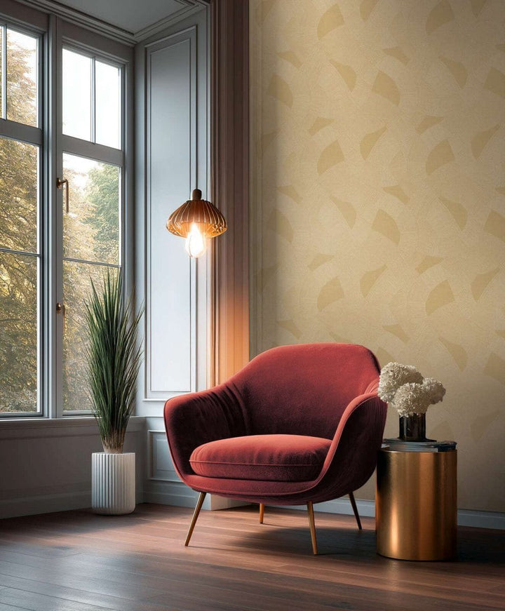 Tapetes abstraktā stilā ar līnijām, nedaudz spīdīgas | dzeltenbrūna AS Creation