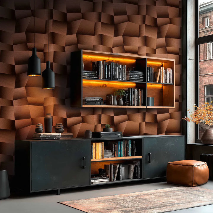 Tapetes ar 3D ģeometrisku dizainu, teksturētas - brūnā krāsā - 3012643 AS Creation