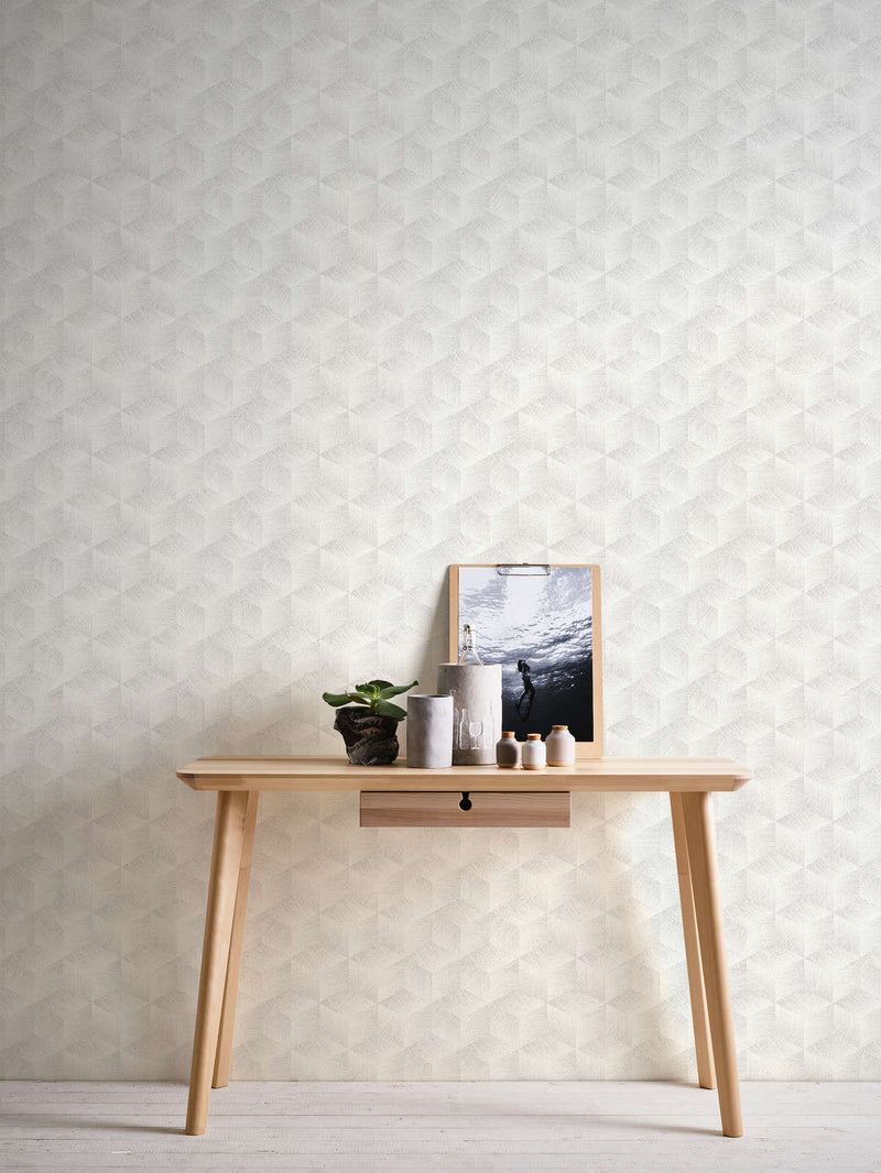 Wallpaper with 3D square pattern without PVC: light grey, 1360046 🌱 AS Creation