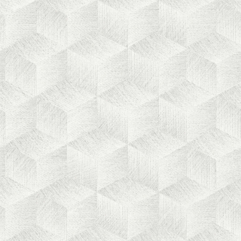 Wallpaper with 3D square pattern without PVC: light grey, 1360046 🌱 AS Creation