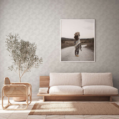 Wallpaper with 3D square pattern without PVC: light grey, 1360046 🌱 AS Creation