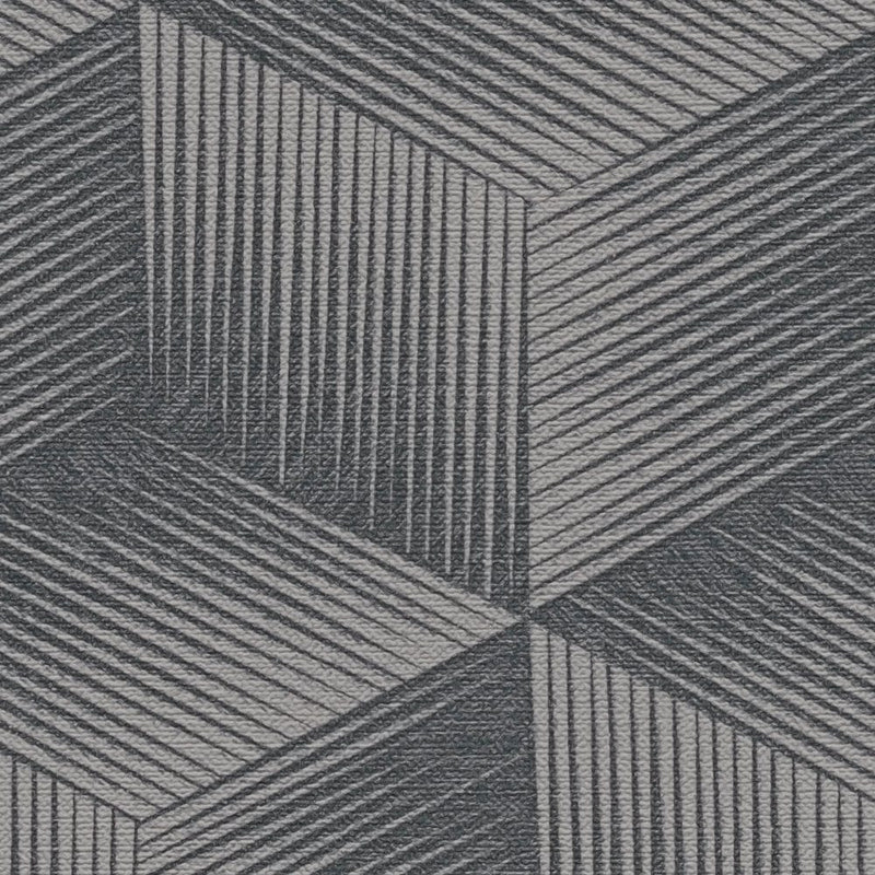 3D kvadratinio rašto tapetai be PVC: pilka, juoda, 1360050 🌱 AS Creation