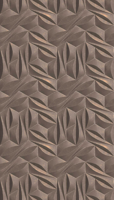 Wallpaper with 3D optical pattern and metallic look, bronze, 1375160 AS Creation
