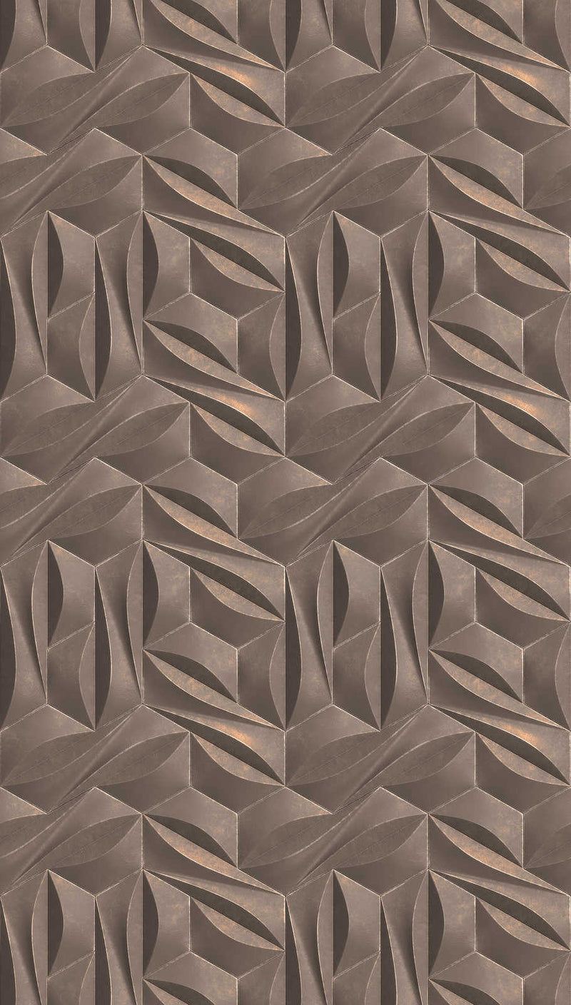 Wallpaper with 3D optical pattern and metallic look, bronze, 1375160 AS Creation