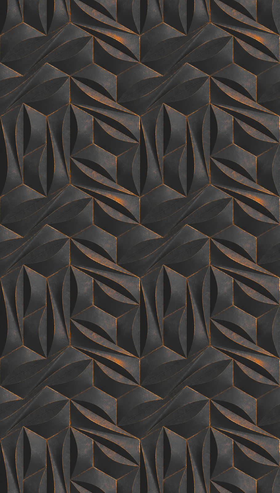 Tapetes ar 3D optisko rakstu un metāla izskatu, melnā krāsā - 1375157 AS Creation