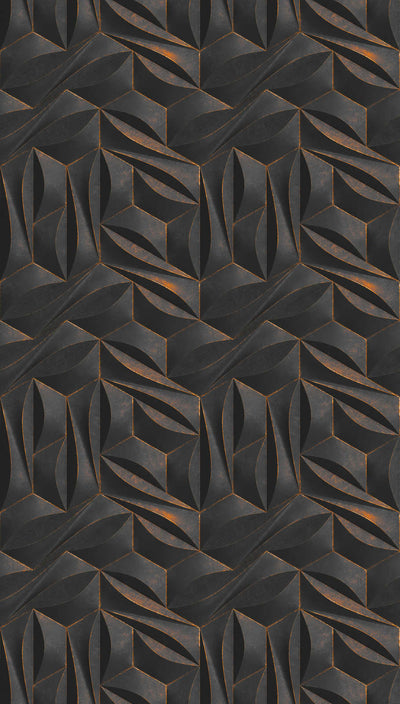 Wallpaper with 3D optical pattern and metallic look, black, 1375157 AS Creation