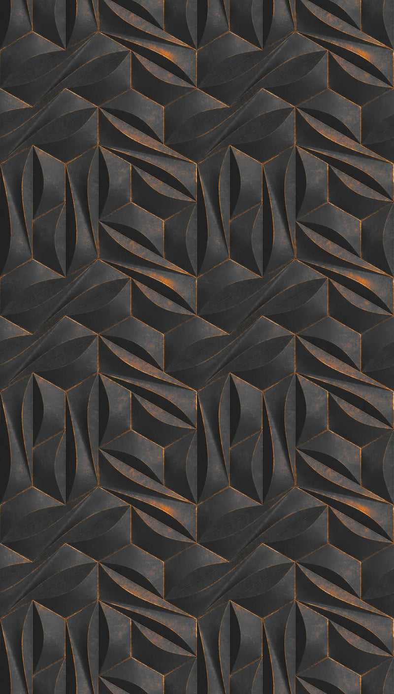Wallpaper with 3D optical pattern and metallic look, black, 1375157 AS Creation