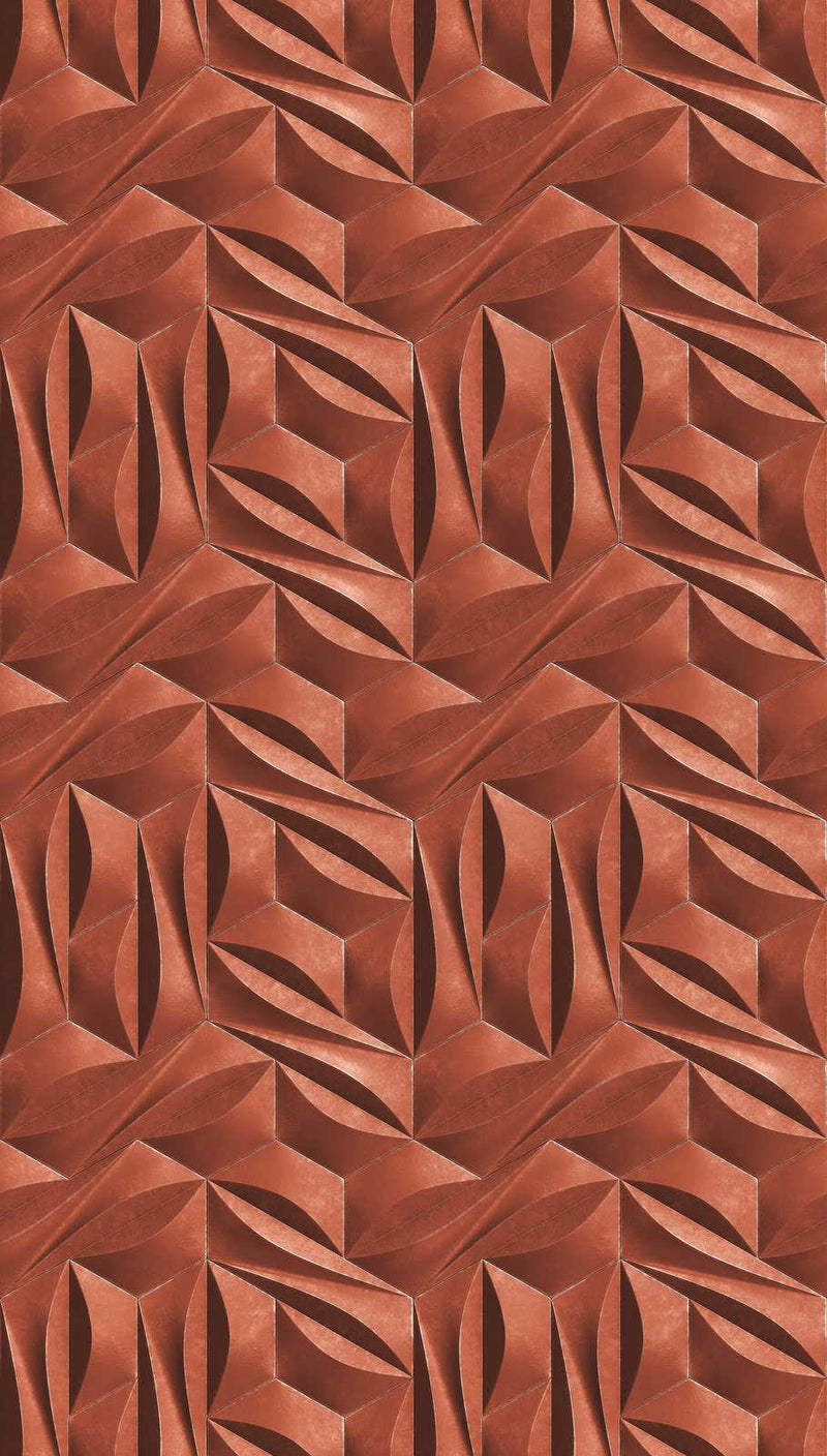 Wallpaper with 3D optical pattern and metallic look, red - 1375161 AS Creation