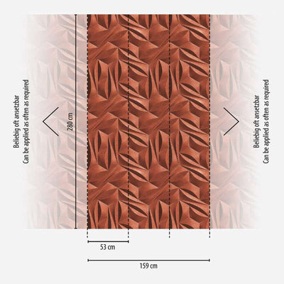 Tapetes ar 3D optisko rakstu un metāla izskatu, sarkanā krāsā - 1375161 AS Creation