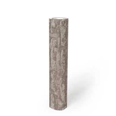 Wallpaper with abstract stone pattern in brown, 1372202 AS Creation