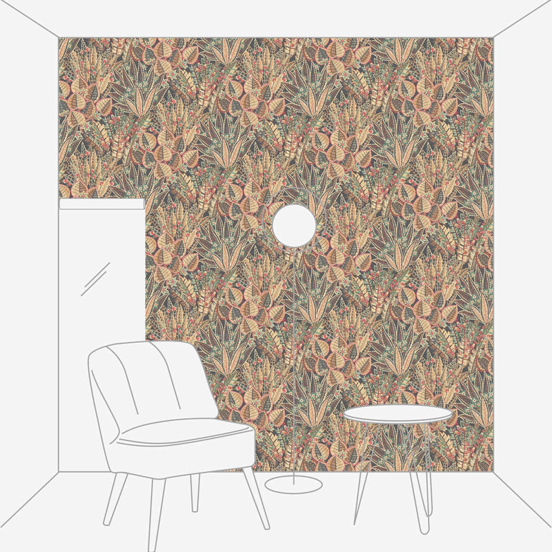 Wallpaper with abstract leaf pattern and red accents, 1406363 AS Creation