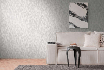 Wallpaper with abstract line pattern in grey, 1404560 AS Creation