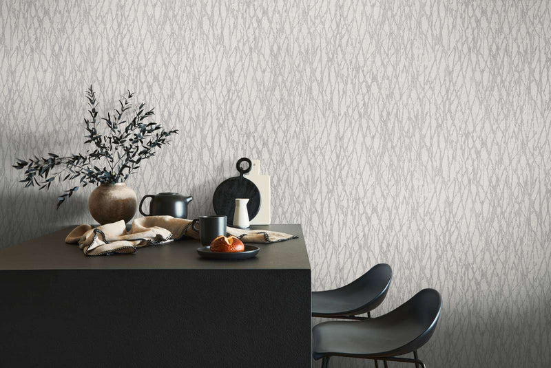 Wallpaper with abstract line pattern in grey, 1404560 AS Creation