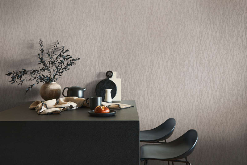 Wallpaper with abstract line pattern in taupe, 1404561 AS Creation