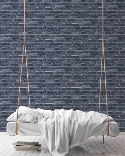 Stone-look wallpaper in dark grey 1350623 Without PVC AS Creation